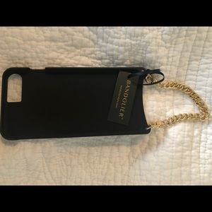 NWT and dust bag Bandolier iPhone 8+ leather wristlet with gold chain handle